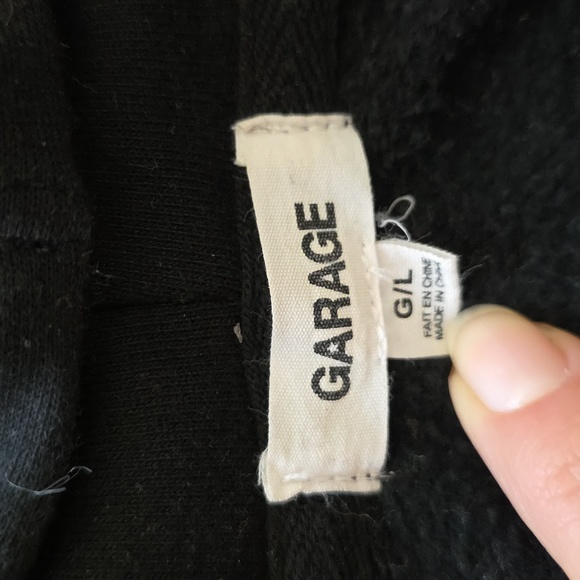 Garage Black Cropped Zip Hoodie Size Large - Picture 2 of 9